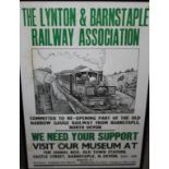 A VINTAGE RAILWAY POSTER 'THE LYNTON & BARNSTAPLE RAILWAY ASSOCIATION', framed and glazed, 76 x 50