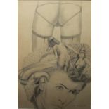 C.R. MORLOW. Figurative studies of David Bowie and three female nudes, signed and dated 1978 lower