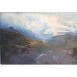 COLIN R. CARROLL. Stormy mountainous landscape, signed lower left, oil on canvas, unframed, 51 x 7