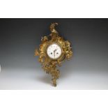 A CIRCA 19TH CENTURY ORMOLU CARTEL CLOCK, H 44 cm