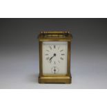 A FRENCH BRASS CARRIAGE CLOCK, with alarm, circa 1900, H 11 cm