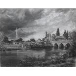 NORMAN HIRST (1862-1956). 'Salisbury from the Avon', signed in pencil, engraving, framed and glazed