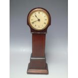 A MINIATURE LONGCASE CLOCK WITH H.A.C MOVEMENT, the mahogany case with inlaid decoration, the circu