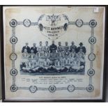 FOOTBALL INTEREST - WEST BROMWICH ALBION F.C. 1934 F.A. CUP FINALISTS HANDKERCHIEF, framed and glaz