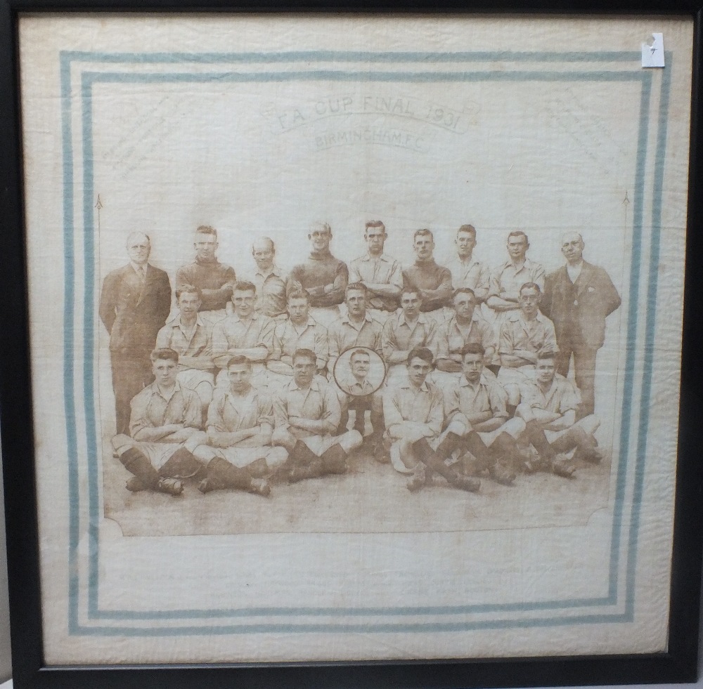 FOOTBALL INTEREST - BIRMINGHAM CITY F.C. 1931 F.A. CUP FINALISTS HANDKERCHIEF, framed and glazed, 4 - Image 2 of 8