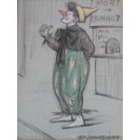 SNOW GIBBS (1882 - c.1970). Study of a clown, signed lower right, pastel and crayon, framed and gl