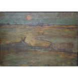 F. O'MEARA. Impressionist coastal landscape at sunset, 'West Brittany', see verso, signed and date