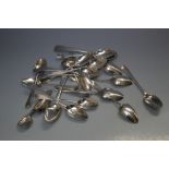 A COLLECTION OF HALLMARKED SILVER TEASPOONS, various dates and makers, mainly Georgian, couple of B