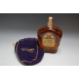 ONE BOTTLE OF 1963 SEAGRAM'S CROWN ROYAL FINE DELUXE BLENDED CANADIAN WHISKY, in drawstring felt po