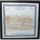 FOOTBALL INTEREST - WEST BROMWICH ALBION F.C. 1931 F.A. CUP FINALISTS HANDKERCHIEF, framed and glaz