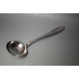 A GERMAN SILVER LADLE, stamped 12 and CLE over PER, approx weight 310g, L 31 cm