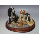 A BORDER FINE ARTS COCKER SPANIEL AND PUPS ON PLINTH, BO312A