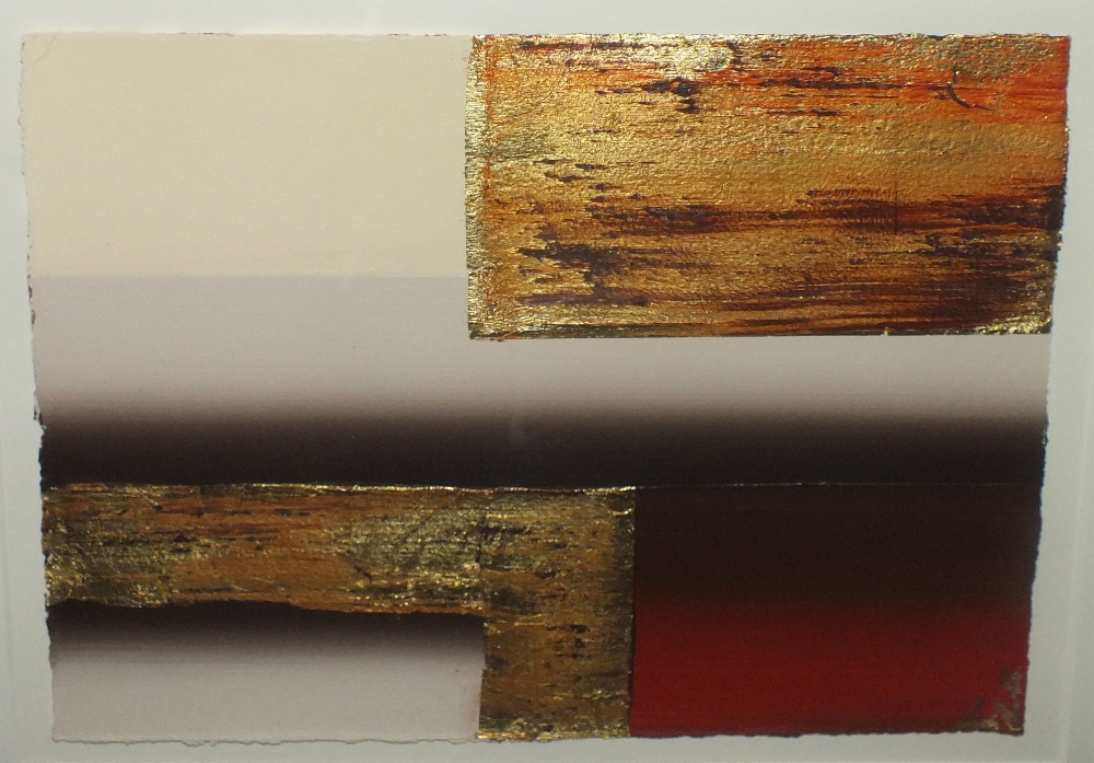 LINDA CHARLES (XX). A pair of contemporary abstract images, both signed lower right, mixed media, - Image 2 of 7