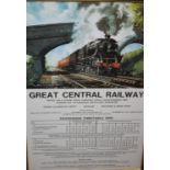 A RAILWAY POSTER 'GREAT CENTRAL RAILWAY', framed and glazed, 75 x 50 cm