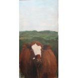 DONNELLY. 'Irish Cow', see inscription verso, signed lower right, oil on board, unframed, 122 x 59