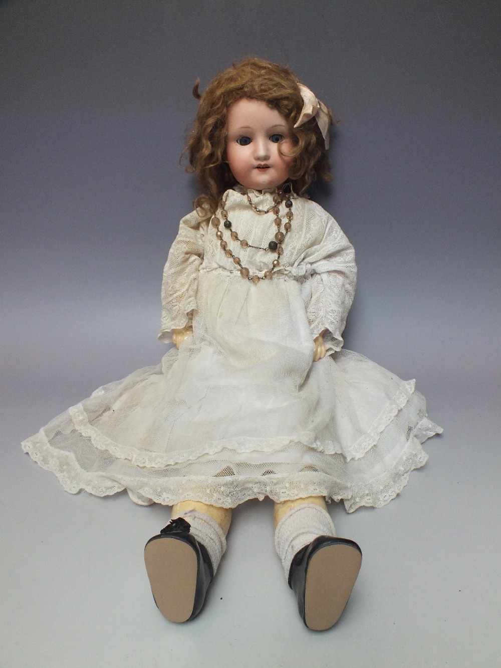 A WITSCH NO 201 GERMAN BISQUE HEADED DOLL, impressed marks to back of head, sleeping eyes, composi - Bild 2 aus 6