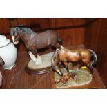 A COUNTRY ARTISTS SHIRE HORSE FIGURE TOGETHER WITH ANOTHER HORSE FIGURE