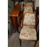 A TEAK DROP LEAF TABLE AND THREE CHAIRS