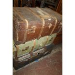 THREE VINTAGE BOUND PACKING TRUNKS