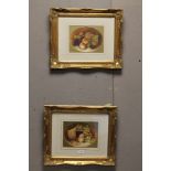 TWO FRAMED AND GLAZED STILL LIFE WATERCOLOURS SIGNED MARIE GRAVES