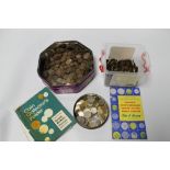 A LARGE QUANTITY OF ASSORTED COINS MAINLY GB BUT WITH SOME WORLD COINAGE, TOGETHER WITH A COIN