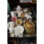 TWO TRAYS OF ASSORTED CHINA AND CERAMICS TO INCLUDE AYNSLEY, MASON'S, ETC