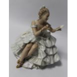 A WALLENDORFER PORZELLAN CERAMIC FIGURE OF A BALLERINA