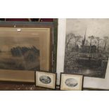 A QUANTITY OF ASSORTED ENGRAVINGS AND PRINTS TO INCLUDE ACTON CASTLE, ETC (5)