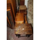 A QUANTITY OF ASSORTED FURNITURE TO INCLUDE A CORNER UNIT, NEST OF TABLES, COFFEE TABLE, ETC