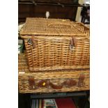 TWO WICKER PICNIC HAMPERS