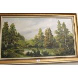AN OIL ON CANVAS DEPICTING A WOODLAND SCENE SIGNED D HAYCOCK