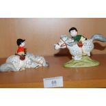 TWO BESWICK THELWELL FIGURES 'PONY EXPRESS' AND 'KICK START'