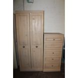 A MODERN ALSTONS WARDROBE TOGETHER WITH MATCHING CHEST OF DRAWERS