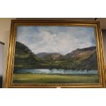 A LARGE FRAMED OIL ON BOARD DEPICTING A LANDSCAPE SCENE, SIGNED TO RAYMOND PRICE