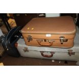 TWO VINTAGE SUITCASES, ETC