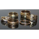 SIX 9ct GOLD RINGS