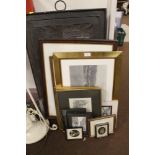 A QUANTITY OF ASSORTED PICTURES TOGETHER WITH A METAL FIRE SCREEN, BANJO BAROMETER