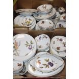 TWO TRAYS OF MAINLY ROYAL WORCESTER EVESHAM TEA AND DINNER WARE