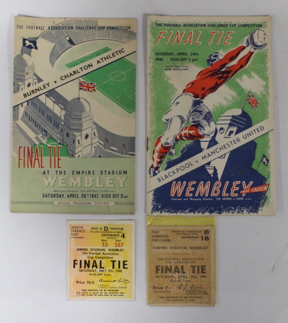 A 1947 F.A. CUP PROGRAMME (BURNLEY V CHARLTON), together with a 1948 cup final programme (Blackpool