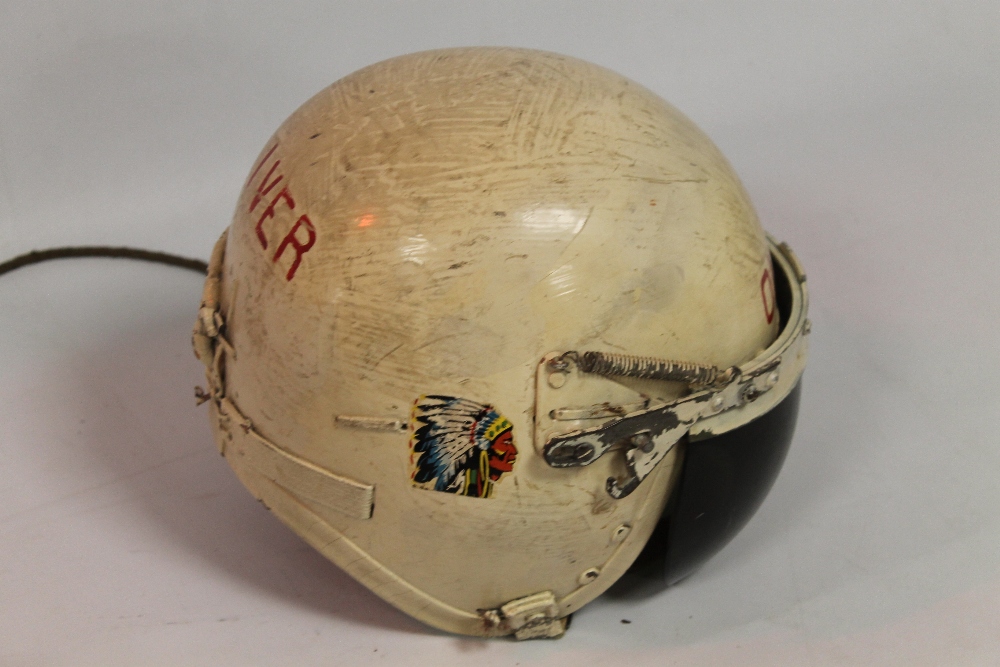 A VINTAGE US AIR FORCE "P1-a" FLYING HELMET AND FACE MASK, skull cap with later paint and name 'Oli - Image 2 of 4