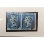 STAMPS - G.B. 1841 2d blue FU pair clear to large margins all round