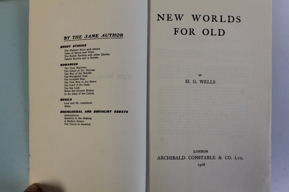 H. G. WELLS - 'NEW WORLDS FOR OLD', Archibald Constable & Co. 1908, in rare original dust jacket<br - Image 3 of 6