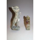 A CARVED ORIENTAL SOAPSTONE FIGURE TOGETHER AN EGYPTIAN TYPE EXAMPLE (2)