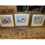 THREE SIGNED FRAMED AND GLAZED TRISHA HARDWICK PRINTS