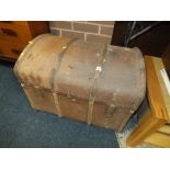 A DOMED TRAVEL TRUNK