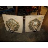 TWO LION HEAD WATER FEATURE PLAQUES