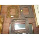 A PAIR OF SMALL VINTAGE PICTURE FRAMES TOGETHER WITH A CHERUBIC EXAMPLE