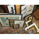 LARGE QUANTITY OF ORIENTAL PICTURES, EGYPTIAN PRINTS ETC TWO INCLUDE WATER COLOURS