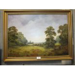 GILT FRAMED OIL ON CANVAS IN TITLED IN THE MEADOW BY CORAL ARNATT