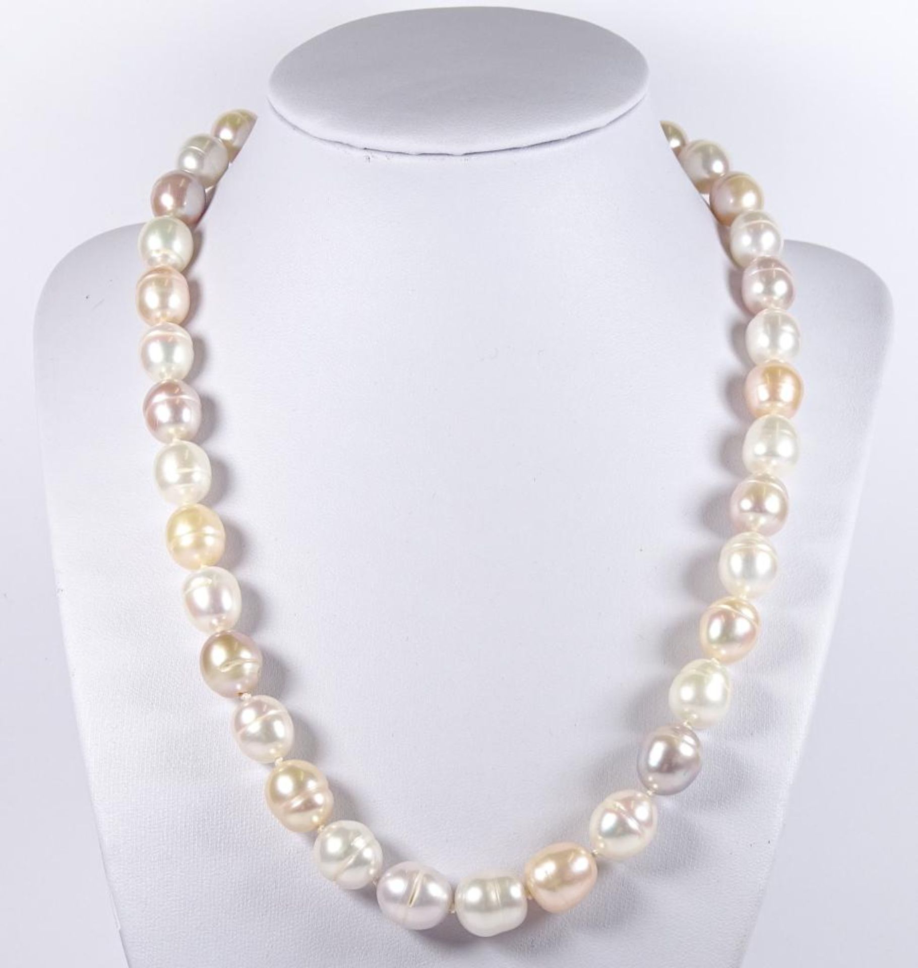Perlen Halskette, mit Silberschliesse -925- vergoldet,ca.L- 44cm - Bild 2 aus 4